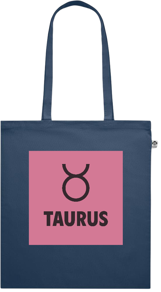 Zodiac Taurus Design - Premium colored organic cotton shopping bag_BLUE_front