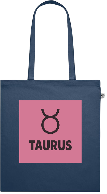 Zodiac Taurus Design - Premium colored organic cotton shopping bag_BLUE_front