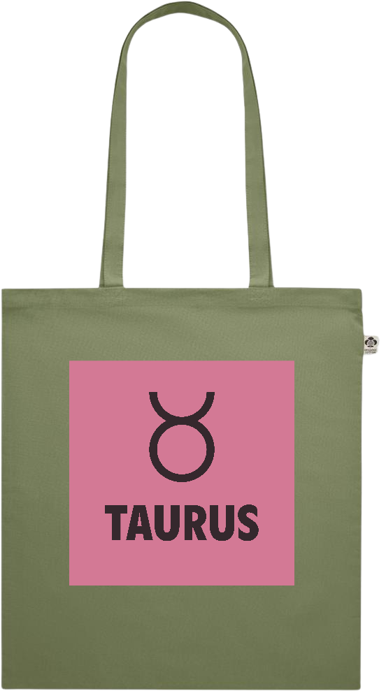 Zodiac Taurus Design - Premium colored organic cotton shopping bag_GREEN_front