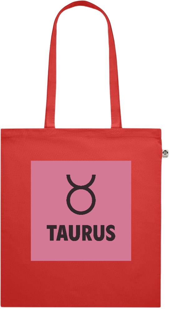 Zodiac Taurus Design - Premium colored organic cotton shopping bag_RED_front