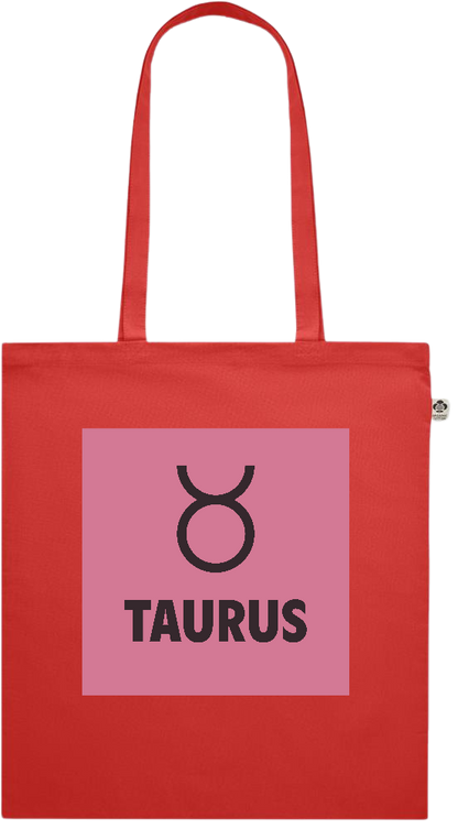 Zodiac Taurus Design - Premium colored organic cotton shopping bag_RED_front