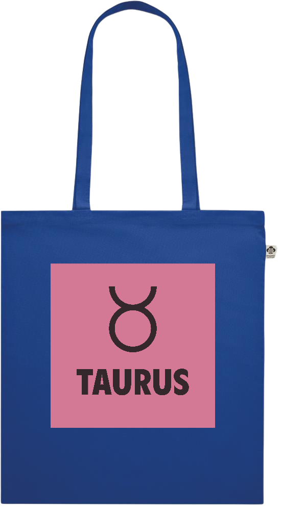 Zodiac Taurus Design - Premium colored organic cotton shopping bag_ROYAL BLUE_front