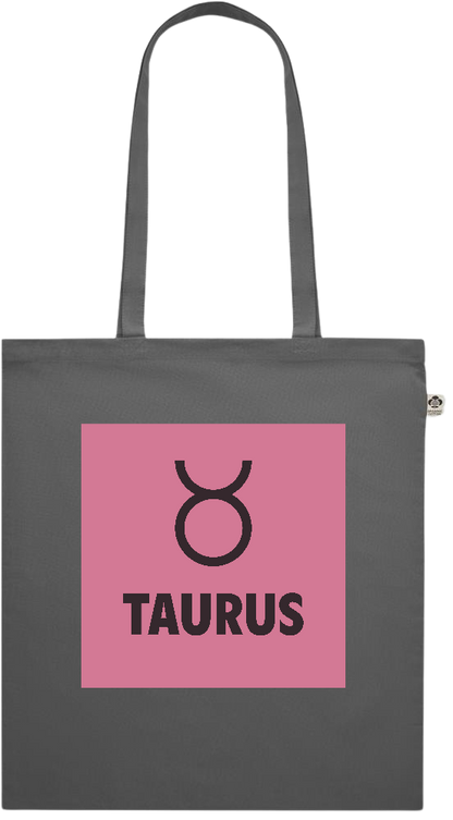 Zodiac Taurus Design - Premium colored organic cotton shopping bag_STONE GREY_front