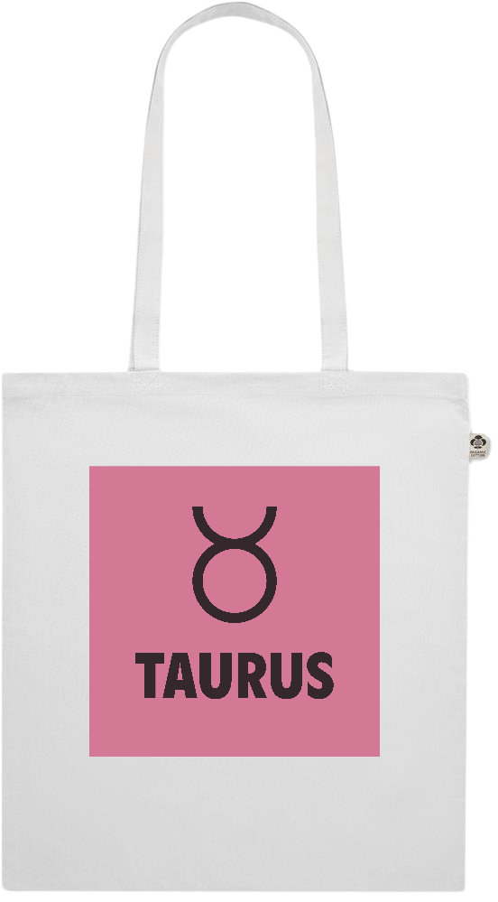 Zodiac Taurus Design - Premium colored organic cotton shopping bag_WHITE_front