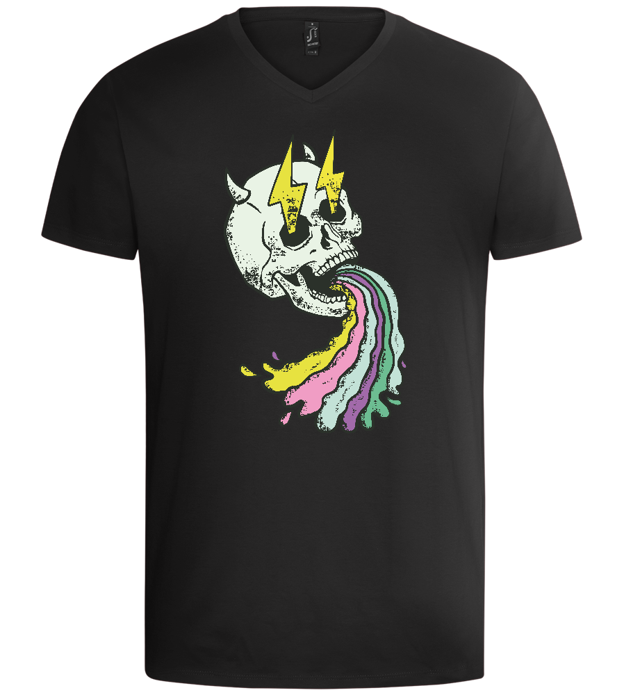 Rainbow Skull Thunders Design - Basic men's v-neck t-shirt_DEEP BLACK_front