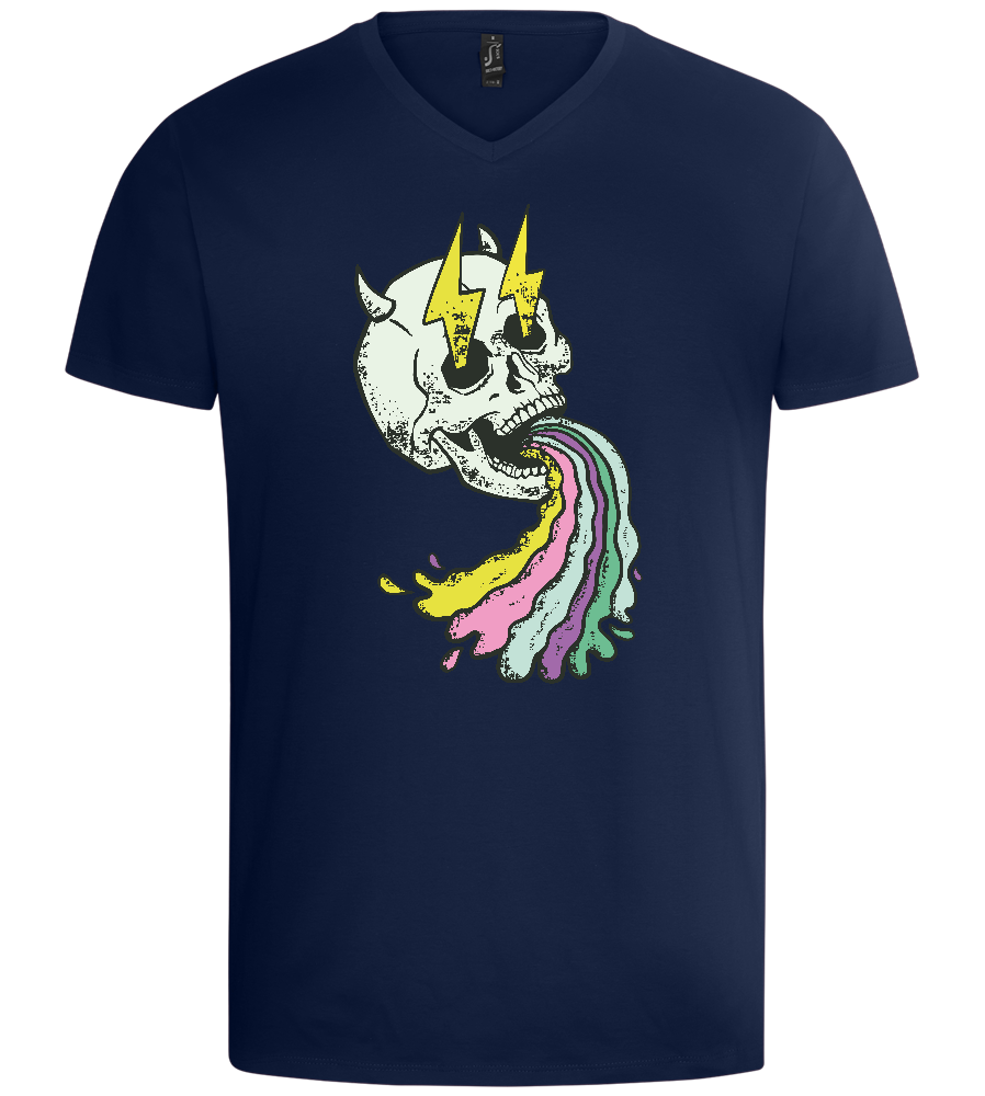 Rainbow Skull Thunders Design - Basic men's v-neck t-shirt_MARINE_front