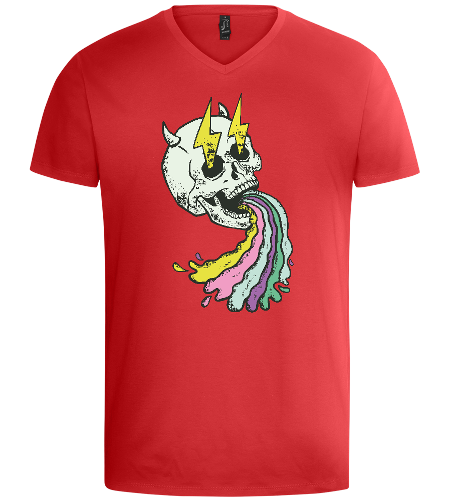 Rainbow Skull Thunders Design - Basic men's v-neck t-shirt_RED_front