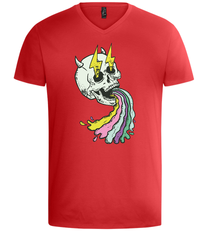 Rainbow Skull Thunders Design - Basic men's v-neck t-shirt_RED_front