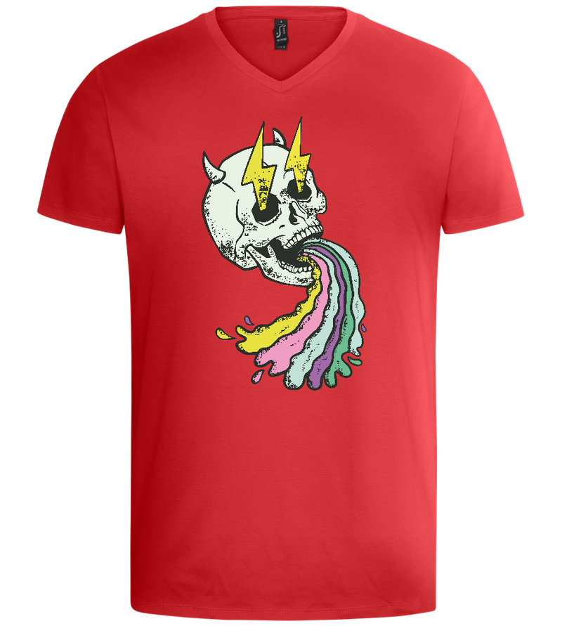 Rainbow Skull Thunders Design - Basic men's v-neck t-shirt_RED_front