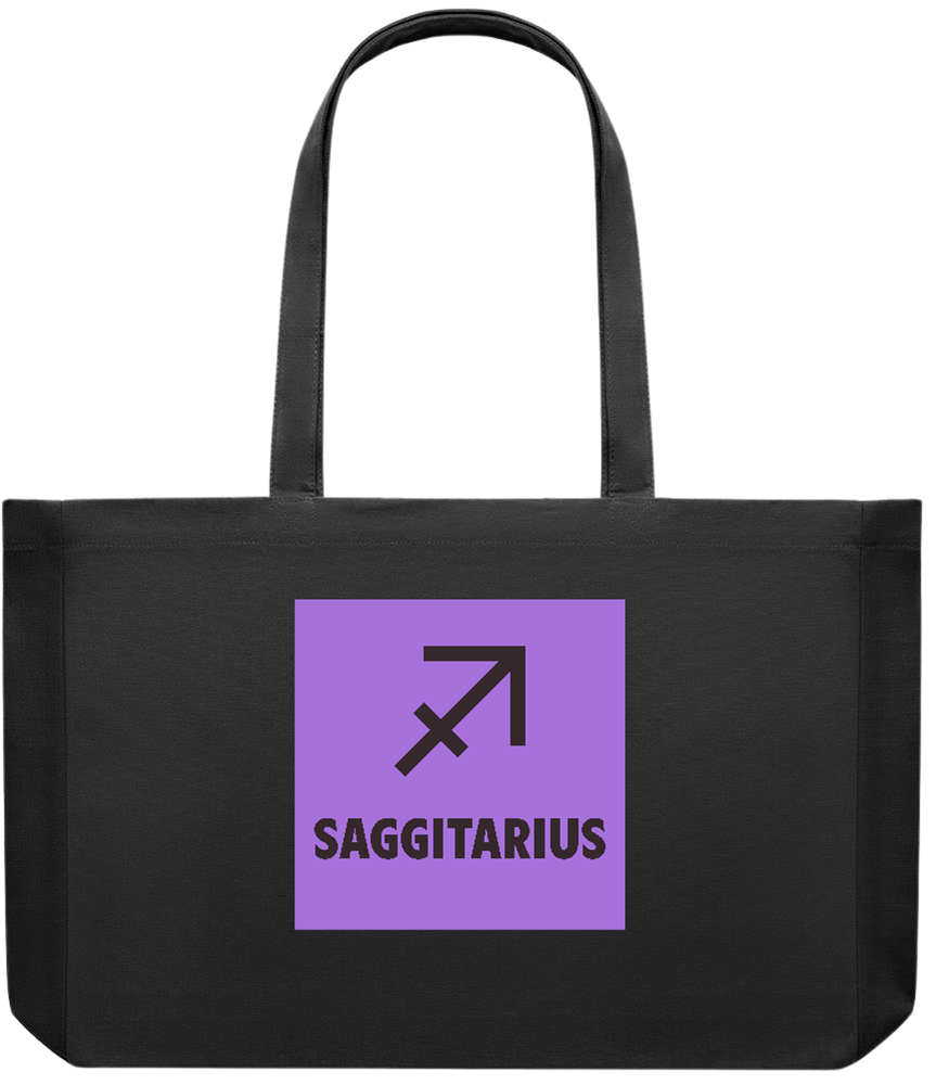 Zodiac Saggitarius Design - Premium large recycled shopping tote bag_BLACK_front