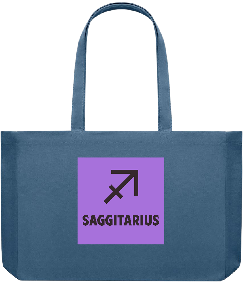 Zodiac Saggitarius Design - Premium large recycled shopping tote bag_BLUE_front