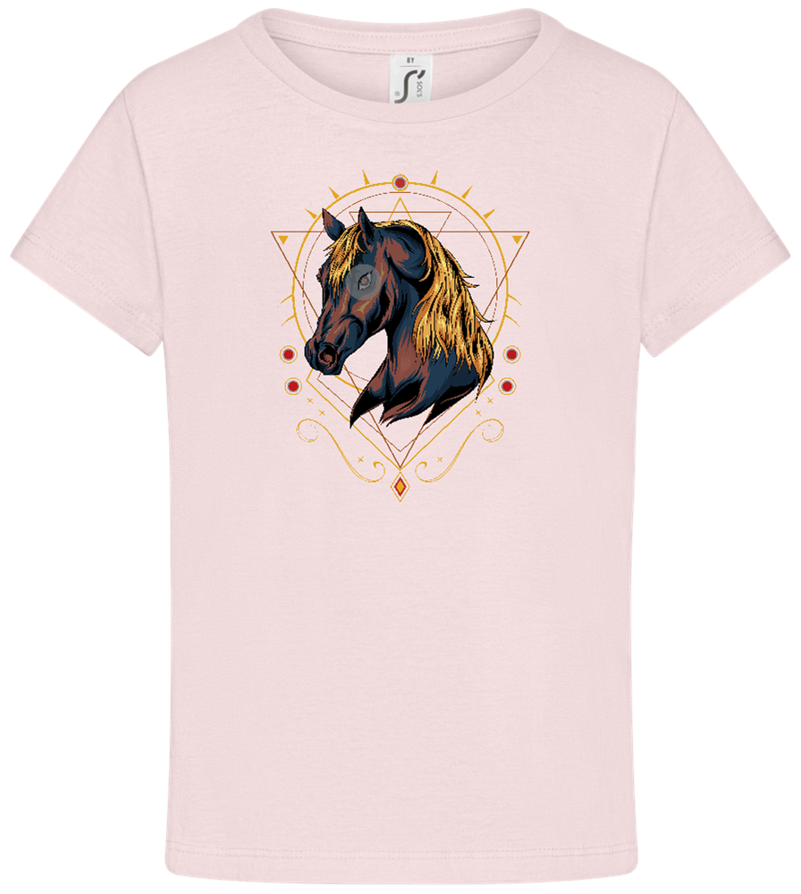 Abstract Horse Design - Comfort girls' t-shirt_MEDIUM PINK_front