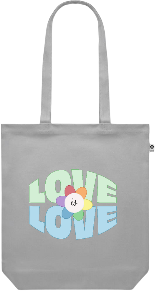 Love is Love Flower Design - Premium colored organic canvas shopping bag_GREY_front