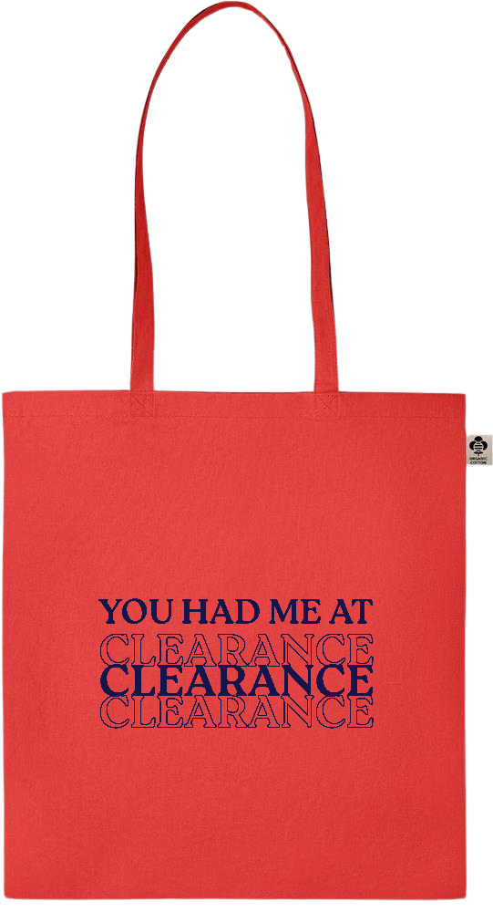 Clearance Design - Essential colored organic cotton tote bag_RED_front