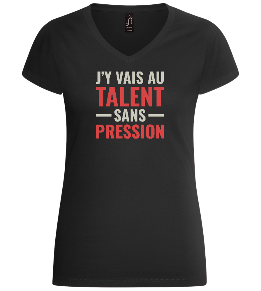 J'y Vais au Talent Sans Pression Design - Basic women's v-neck t-shirt_DEEP BLACK_front