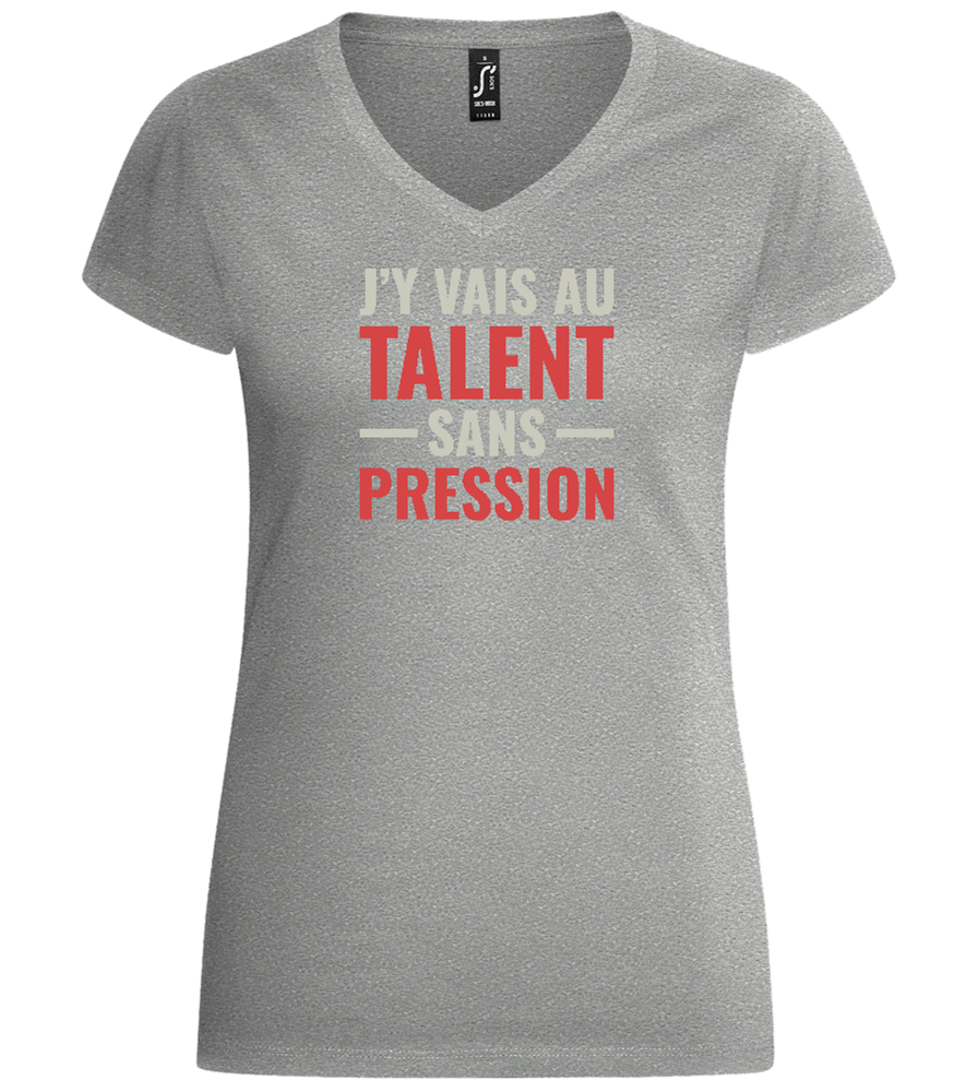 J'y Vais au Talent Sans Pression Design - Basic women's v-neck t-shirt_ORION GREY_front