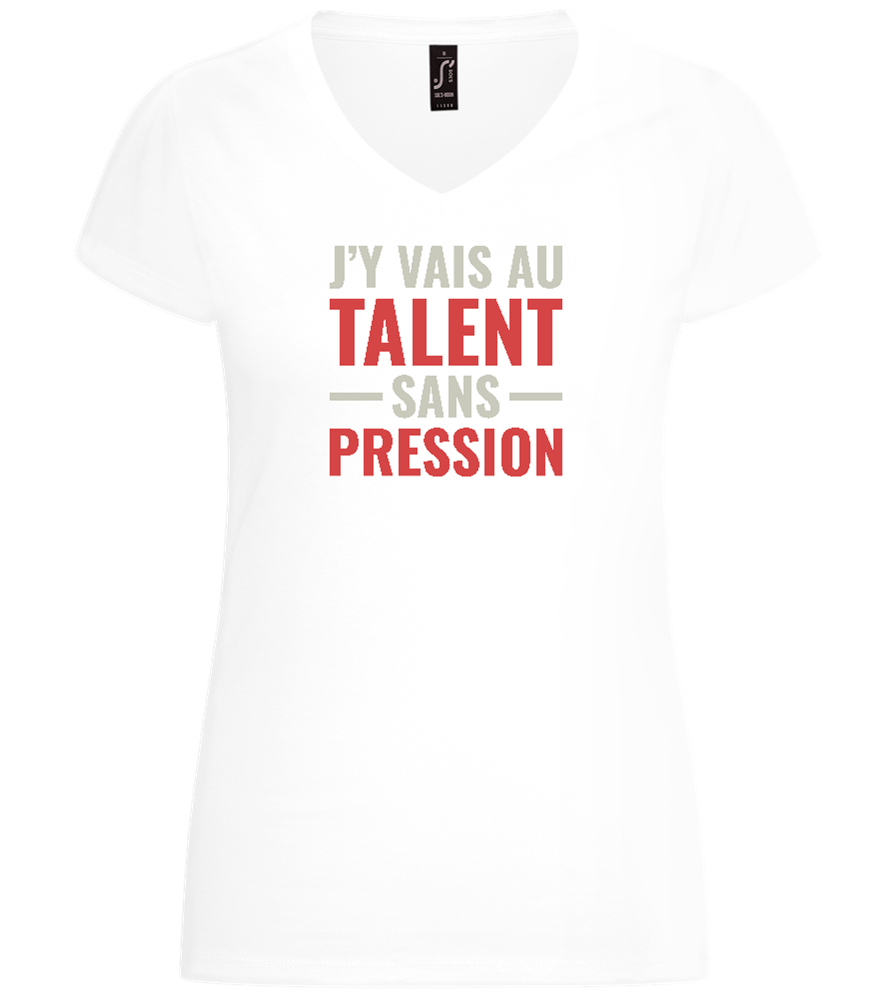 J'y Vais au Talent Sans Pression Design - Basic women's v-neck t-shirt_WHITE_front