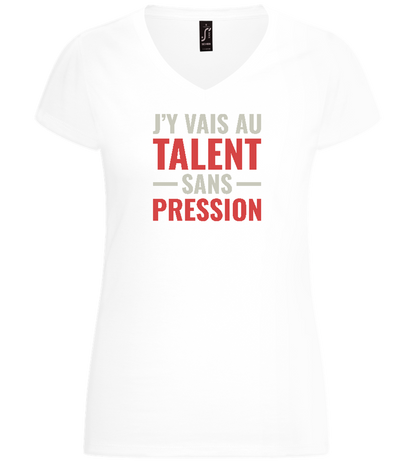 J'y Vais au Talent Sans Pression Design - Basic women's v-neck t-shirt_WHITE_front