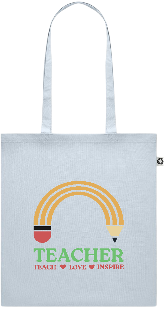 Teacher Pencil Design - Recycled cotton colored shopping bag_BABY BLUE_front