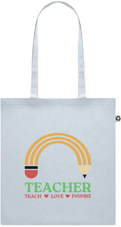 Teacher Pencil Design - Recycled cotton colored shopping bag_BABY BLUE_front