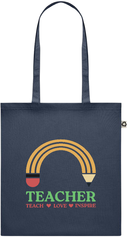 Teacher Pencil Design - Recycled cotton colored shopping bag_FRENCH NAVY_front