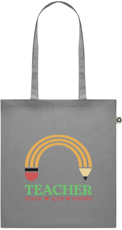 Teacher Pencil Design - Recycled cotton colored shopping bag_STONE GREY_front