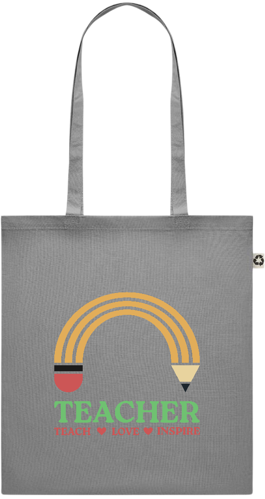 Teacher Pencil Design - Recycled cotton colored shopping bag_STONE GREY_front