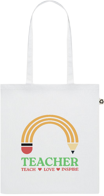 Teacher Pencil Design - Recycled cotton colored shopping bag_WHITE_front