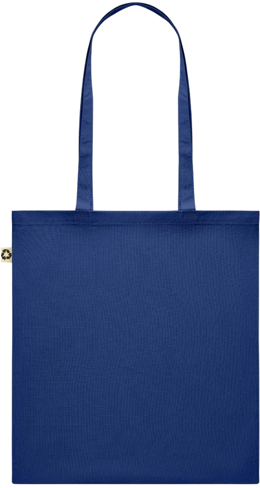 Teacher Pencil Design - Recycled cotton colored shopping bag_BLUE_back