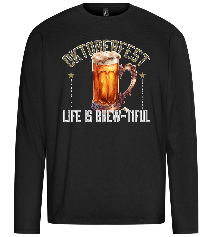 Life is Brew-tiful Design - Premium men's long sleeve t-shirt_DEEP BLACK_front