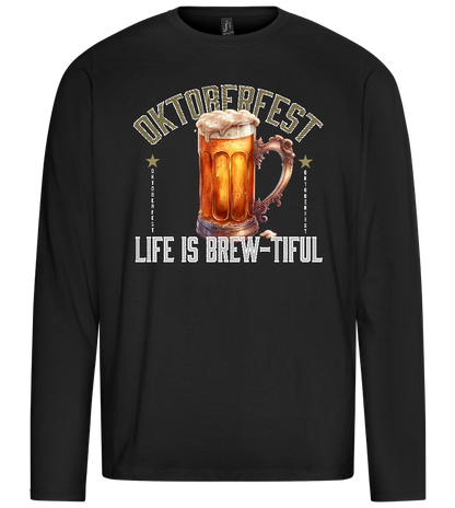 Life is Brew-tiful Design - Premium men's long sleeve t-shirt_DEEP BLACK_front