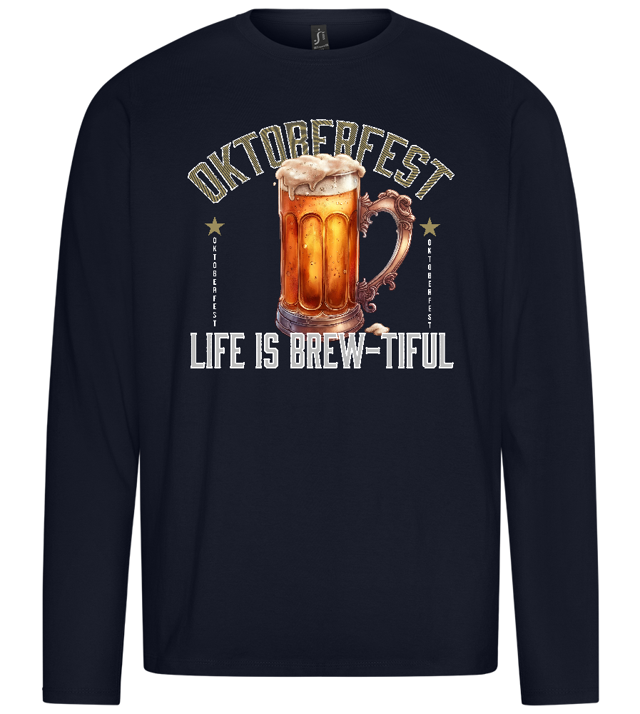 Life is Brew-tiful Design - Premium men's long sleeve t-shirt_FRENCH NAVY_front