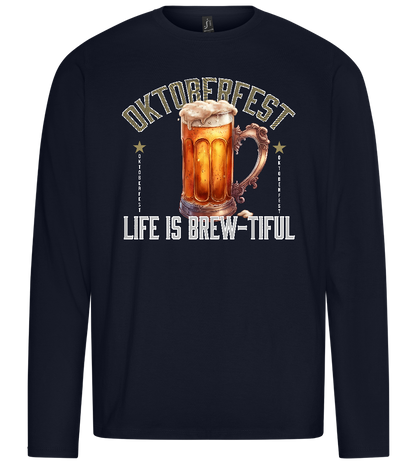 Life is Brew-tiful Design - Premium men's long sleeve t-shirt_FRENCH NAVY_front