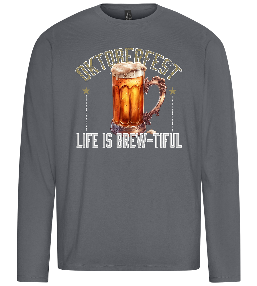 Life is Brew-tiful Design - Premium men's long sleeve t-shirt_MOUSE GREY_front