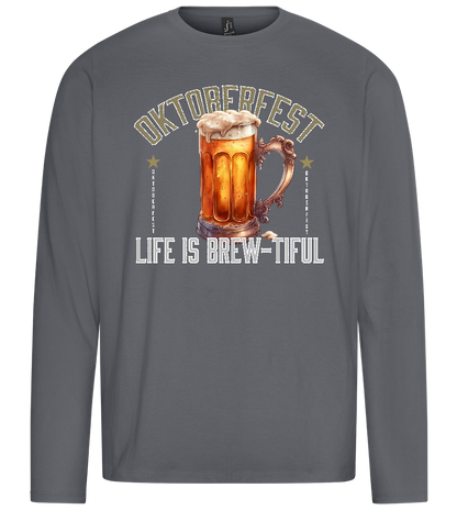 Life is Brew-tiful Design - Premium men's long sleeve t-shirt_MOUSE GREY_front