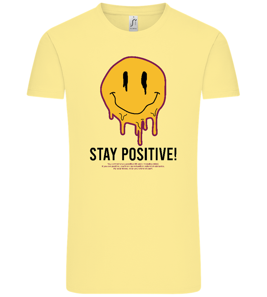 Stay Positive Smiley Design - Comfort Unisex T-Shirt_AMARELO CLARO_front