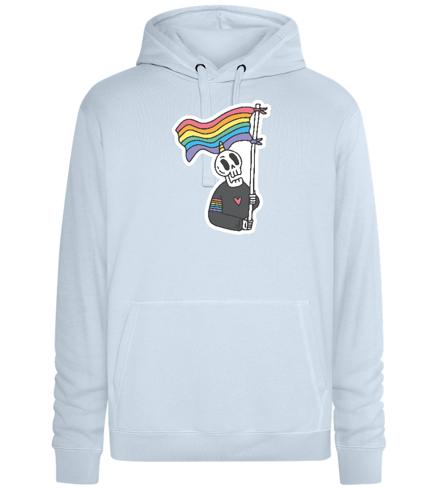 Rainbow Flag Skull Design - Premium unisex hoodie_CREAMY BLUE_front