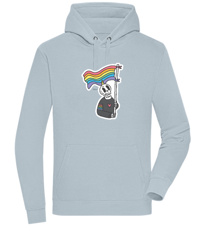 Rainbow Flag Skull Design - Premium unisex hoodie_CREAMY BLUE_front