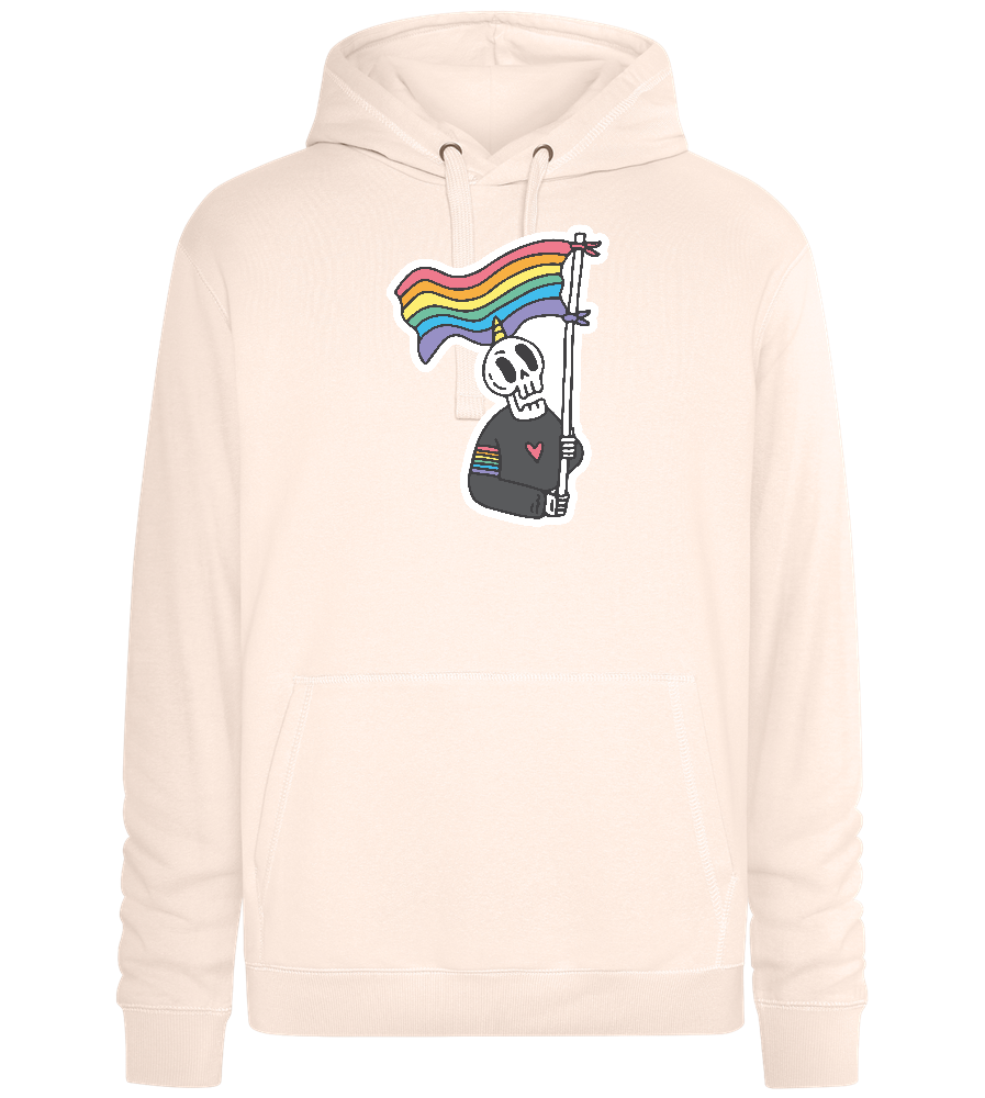 Rainbow Flag Skull Design - Premium unisex hoodie_LIGHT PEACH ROSE_front