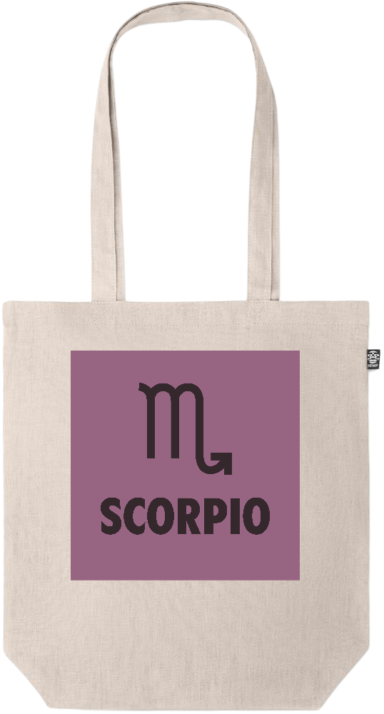 Zodiac Scorpio Design - Premium colored organic hemp tote bag_BEIGE_front