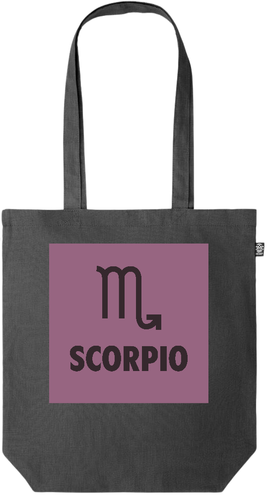 Zodiac Scorpio Design - Premium colored organic hemp tote bag_BLACK_front