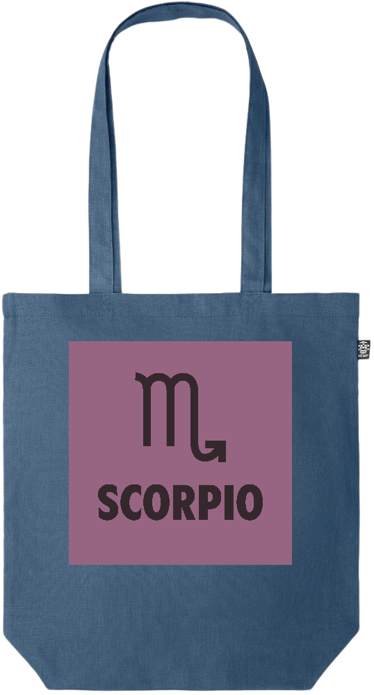 Zodiac Scorpio Design - Premium colored organic hemp tote bag_BLUE_front