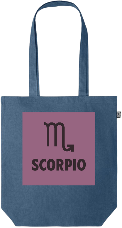 Zodiac Scorpio Design - Premium colored organic hemp tote bag_BLUE_front