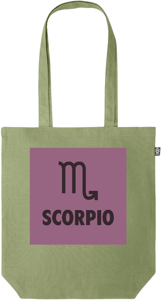 Zodiac Scorpio Design - Premium colored organic hemp tote bag_GREEN_front