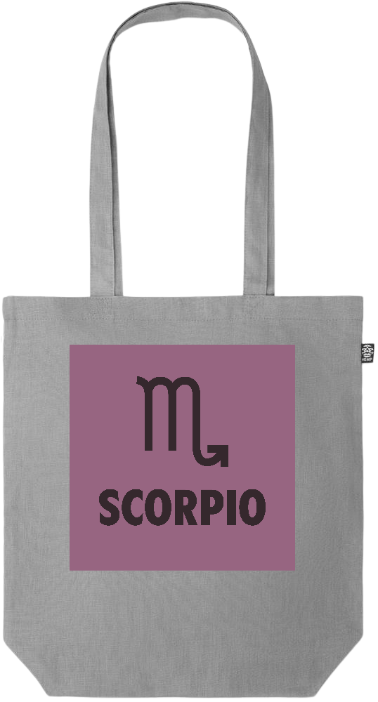 Zodiac Scorpio Design - Premium colored organic hemp tote bag_GREY_front