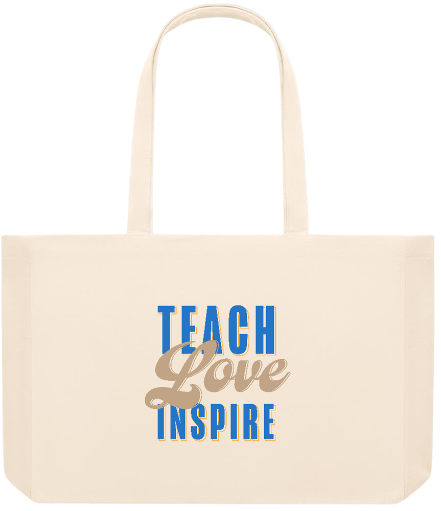 Teach Love Inspire Design - Premium large recycled beach tote bag_BEIGE_front