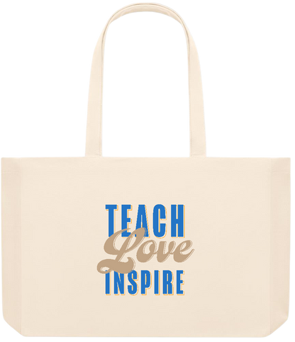 Teach Love Inspire Design - Premium large recycled beach tote bag_BEIGE_front