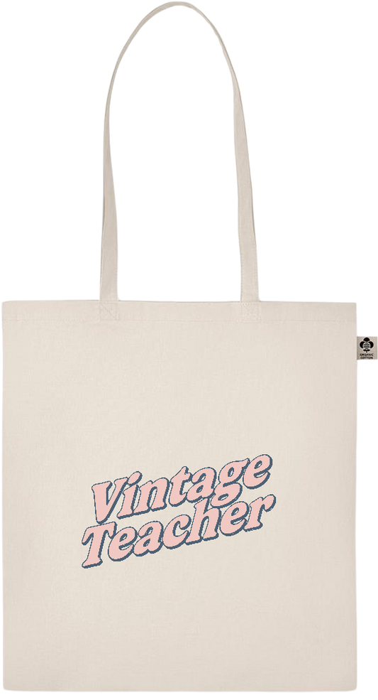 Vintage Teacher Design - Essential ecru organic cotton tote bag_BEIGE_front