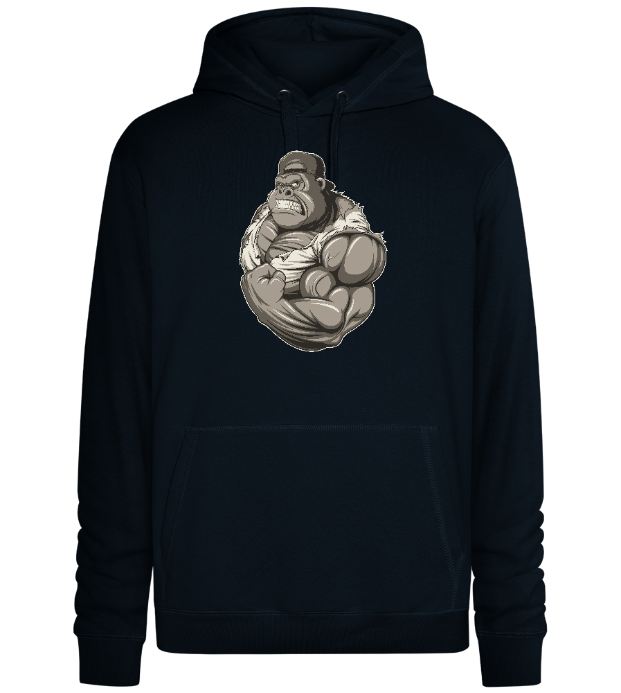 Flexing Gorilla Design - Premium unisex hoodie_BLACK_front