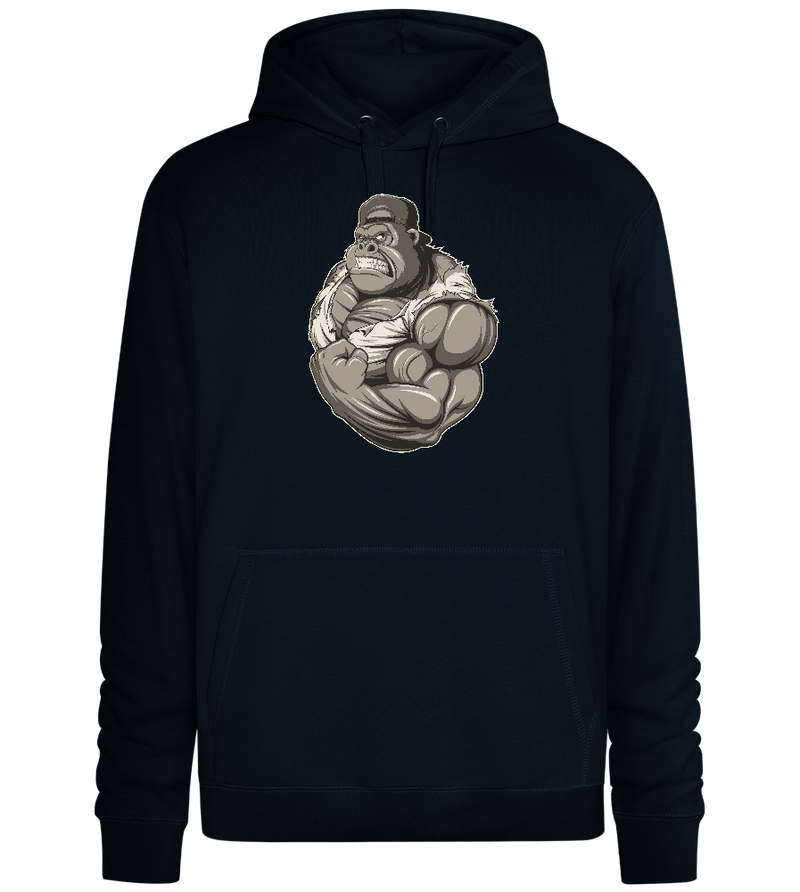 Flexing Gorilla Design - Premium unisex hoodie_BLACK_front